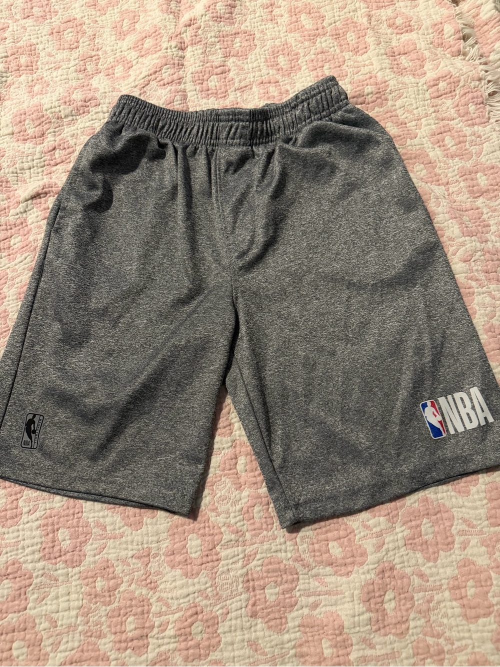 NBA Youth Gray Athletic Shorts with Logo